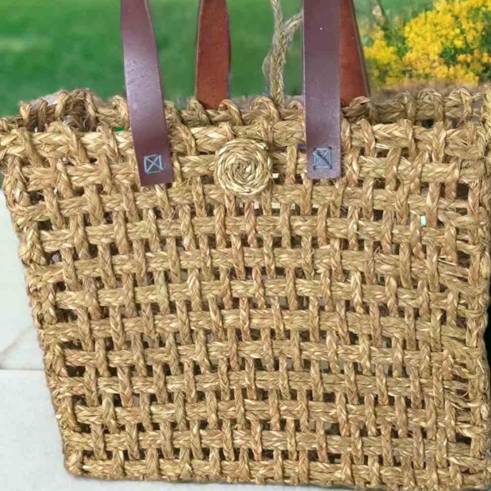 Golden Like Sun Handmade Sabai Grass Mesh Bag